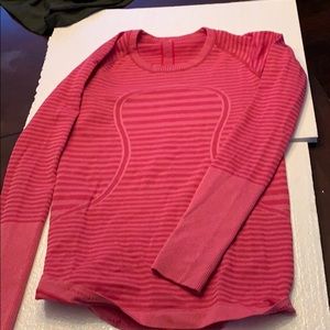 Lululemon pink striped long sleeve swiftly tech